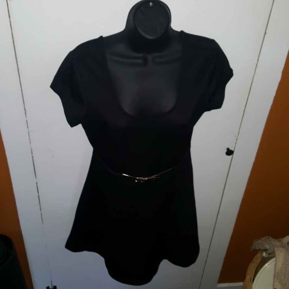 Gold Bow Black Dress
